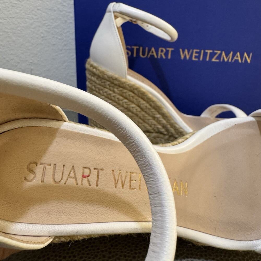 Stuart Weitzman Women's White Nudist Wedge Espadrille Sandal Shoes Size 6.5 - Picture 6 of 16